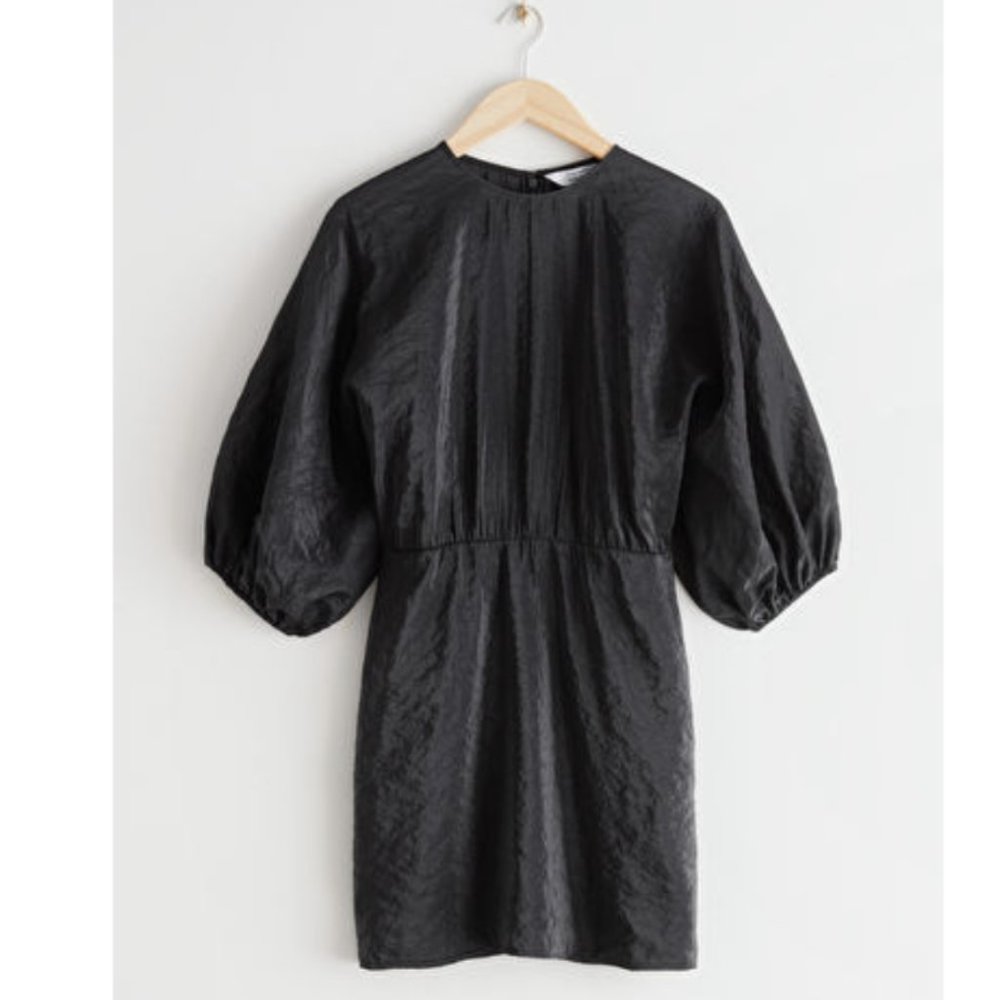 & Other Stories Women's Black Voluminous Sleeve Mini Dress
